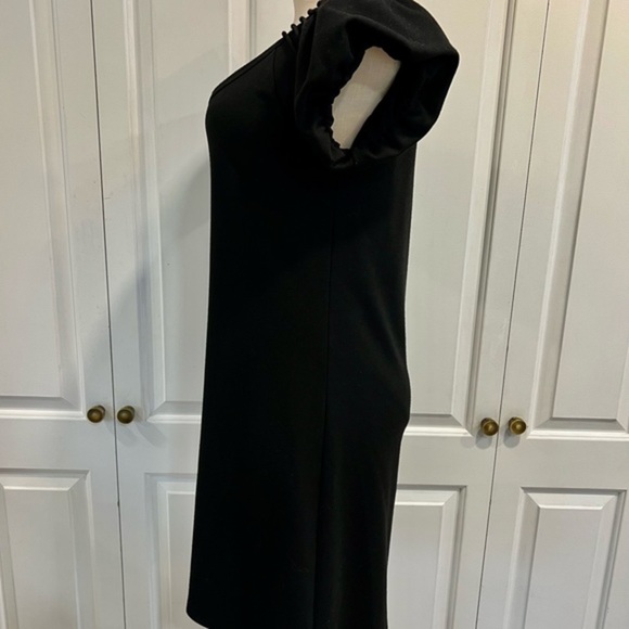 Bcbgmaxazria A Line Short Puffy Sleeves Black Mini Dress - Picture 4 of 12